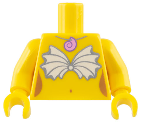 Torso Mermaid with Silver and White Seashell Bra and Bright Pink Sea Snail Necklace Pattern / Yellow Arms / Yellow Hands