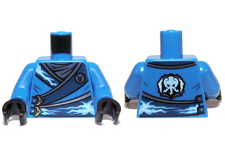 Torso Ninjago Robe with Silver Buckles and Lightning Power Emblem Pattern / Blue Arms / Black Hands