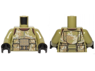 Torso SW Armor Camouflage Elite Corps Trooper Pattern / Olive Green Arms / Black Hands