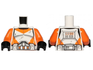 Torso SW Armor Clone Trooper with Orange Markings and Dirt Stains Pattern / Orange Arms / Black Hands