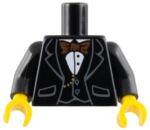 Torso Jacket Formal with Vest, White Shirt, and Reddish Brown Bow Tie Pattern / Black Arms / Yellow Hands