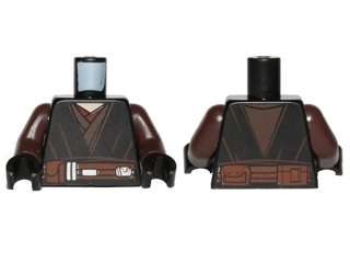 Torso SW Jedi Robe, Reddish Brown Belt Pattern (Anakin Clone Wars) / Dark Brown Arms / Black Hands