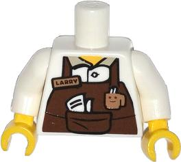 Torso Reddish Brown Apron with Cup and 'LARRY' Name Tag Pattern / White Arms / Yellow Hands