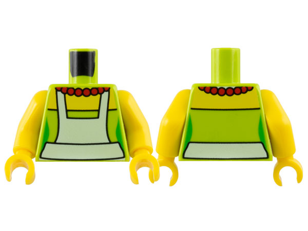 Torso Simpsons Dress with White Apron and Red Necklace Pattern / Yellow Arms / Yellow Hands