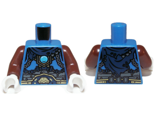 Torso Chima Dark Blue Scarf, Gold Chains, Dark Blue Belt and Dark Azure Round Jewel (Chi) Pattern / Reddish Brown Arms / White Hands