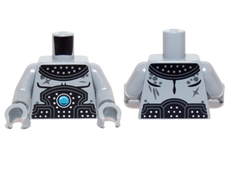 Torso Chima Black Armor with Silver Circles and Blue Round Jewel (Chi) Pattern / Light Bluish Gray Arms / Light Bluish Gray Hands