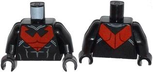 Torso Batman Nightwing Red V Logo and Muscles Pattern / Black Arms / Black Hands