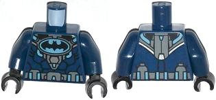 Torso Batman Logo in Medium Blue Oval with Body Armor and Dark Bluish Gray Belt Pattern / Dark Blue Arms / Black Hands