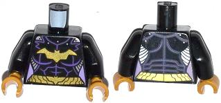 Torso Batman Female Logo with Body Armor and Gold Belt Pattern / Black Arms / Pearl Gold Hands