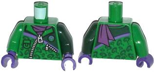 Torso Batman Zipper Jacket with Question Marks and Dark Purple Scarf Pattern / Dark Green Arm Left / Green Arm Right / Dark Purple Hands