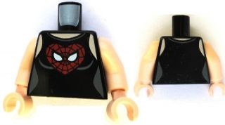 Torso Spider-Man Tank Top with Web Face in Heart Pattern (Mary Jane 5) / Light Nougat Arms / Light Nougat Hands