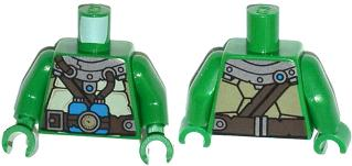 Torso Turtle Shell with Gauge and Blue Diving Bottles Pattern / Green Arms / Green Hands