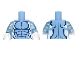 Torso Alien with Dark Blue Muscles Outline and White Edges Pattern / Trans-Medium Blue Arms / White Hands