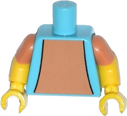 Torso Simpsons Vest over Nougat Shirt Pattern / Yellow Arms with Molded Nougat Short Sleeves Pattern / Yellow Hands