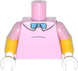 Torso Simpsons Shirt with Black Collar Outline and Dark Azure Bow Tie Pattern / Yellow Arms with Molded Bright Pink Short Sleeves Pattern / White Hands