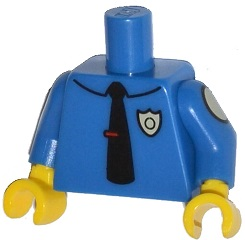 Torso Simpsons Police Shirt with Collar, Tan Badge, Black Tie with Red Clip Pattern / Blue Arms with Tan Ovals Pattern / Yellow Hands