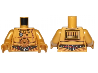 Torso SW C-3PO with Red and White Wires, Oil Stains and Silver Robot Limiter Pattern / Pearl Gold Arms / Pearl Gold Hands