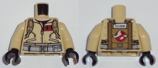 Torso Ghostbusters Jumpsuit with 'E.S.' ID Badge and 'EGON' on Reverse Pattern / Tan Arms / Black Hands