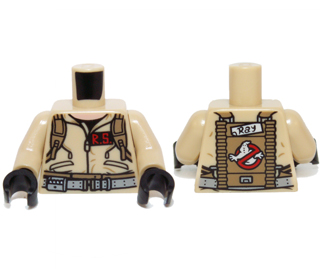 Torso Ghostbusters Jumpsuit with 'R.S.' ID Badge and 'Ray' on Reverse Pattern / Tan Arms / Black Hands