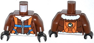 Torso Aviator Jacket with Orange Parachute and Straps, Arctic Explorer Logo on Reverse Pattern / Reddish Brown Arms / Black Hands