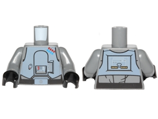 Torso Sand Blue Armor Breastplate, Black Lines with Blue and Red General Insignia Pattern (SW General Veers) / Dark Bluish Gray Arms / Black Hands