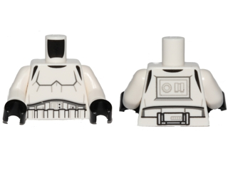 Torso SW Armor Stormtrooper, Detailed Armor without Shoulder Belts Pattern / White Arms / Black Hands
