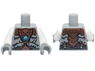 Torso Vest Copper Tiger Armor, Blue Round Jewel (Chi) Pattern / White Arms / Light Bluish Gray Hands