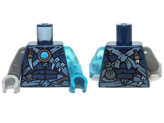 Torso Vest with Straps, Pendants with Blue Chi Pattern / Trans-Light Blue Arm Left / Dark Bluish Gray Arm Right / Dark Azure Hand Left / Light Bluish Gray Hand Right