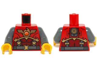 Torso Vest with Belt, Suspenders and Fire Chi Emblem Pattern / Dark Bluish Gray Arms / Yellow Hands