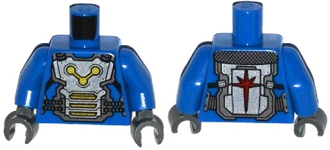 Torso Armor Plate with Straps and Nova Corps Markings Pattern / Blue Arms / Dark Bluish Gray Hands