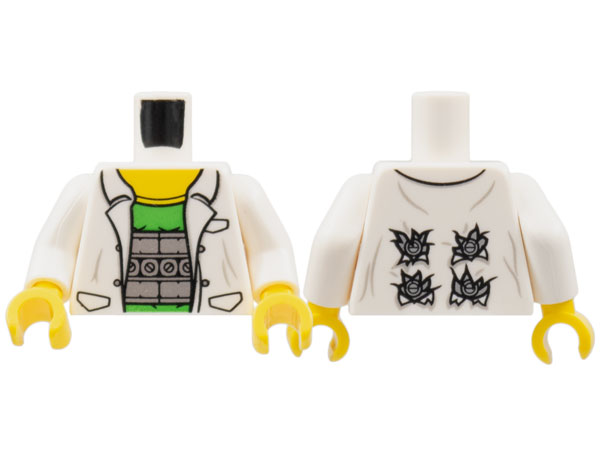 Torso Lab Coat with Pockets over Bright Green Shirt Pattern (Doc Ock) / White Arms / Yellow Hands