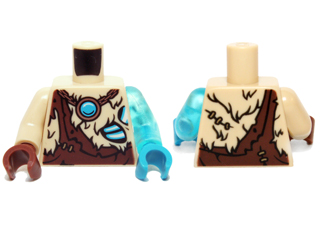 Torso Fur with Ragged Brown Top and Blue Chi Pattern / Trans-Light Blue Arm Left / Tan Arm Right / Dark Azure Hand Left / Reddish Brown Hand Right