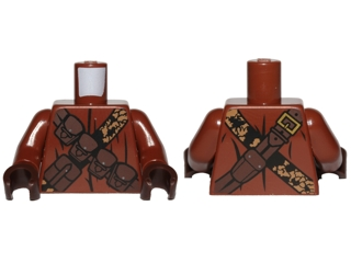 Torso SW Jawa with Dark Brown Pouches and Black and Gold Straps Pattern / Reddish Brown Arms / Dark Brown Hands