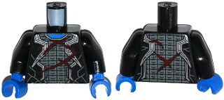 Torso Robes with Silver Trim over Armor and Dark Red Wounds Pattern / Black Arms / Blue Hands