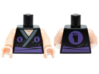 Torso Ninja Robe with Dark Bluish Gray Trim and Dark Purple Circles with TMNT Foot Clan Logo, Waist Sash, Light Nougat Neck Pattern / Light Nougat Arms / Light Nougat Hands