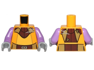 Torso SW Jumpsuit with Dark Brown and Dark Tan Belt and Neck Plate Pattern (Garazeb 'Zeb' Orrelios) / Medium Lavender Arms / Light Bluish Gray Hands