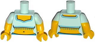 Torso Fringed Crop Top Pattern (Genie) / Yellow Arms with Molded Light Aqua Short Sleeves Pattern / Yellow Hands