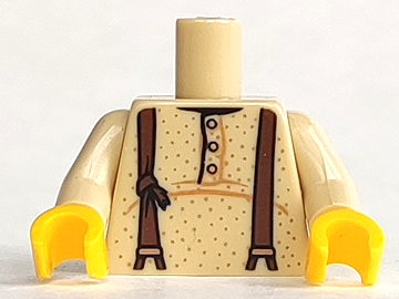 Torso Shirt with 3 Buttons and Brown Suspenders Pattern / Tan Arms / Yellow Hands