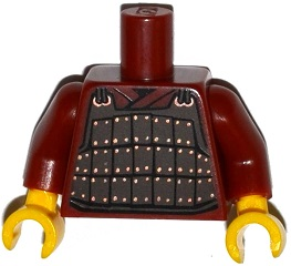 Torso Armor Plate Dark Brown with Copper Rivets Pattern / Dark Red Arms / Yellow Hands