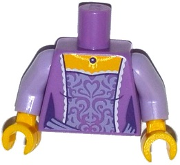 Torso Female Dress with Lavender Embroidery, White Trim and Gold Necklace Pattern / Lavender Arms / Yellow Hands