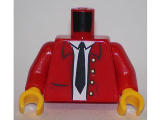 Torso Jacket Open with White Shirt, Black Tie and 4 Buttons Pattern / Red Arms / Yellow Hands