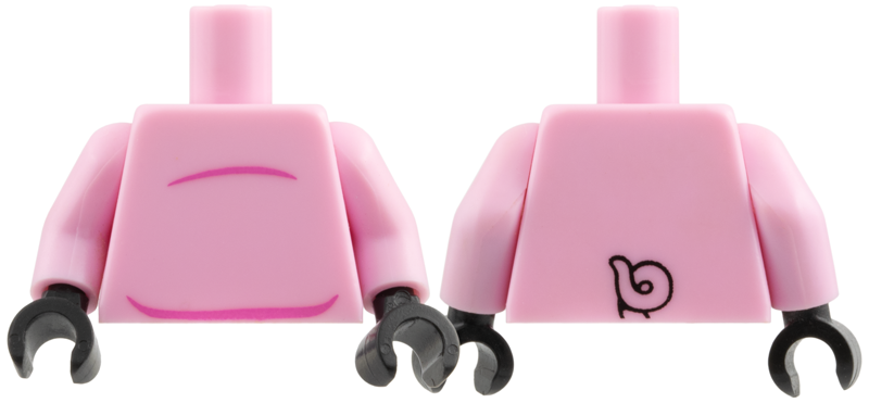 Torso Stomach and Pig Tail on Reverse Pattern / Bright Pink Arms / Black Hands