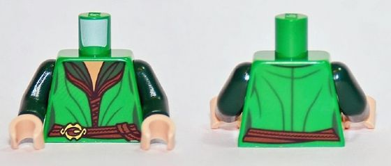 Torso LotR Elven Robe over Dark Green Female Shirt, Gold Buckle Pattern / Dark Green Arms / Light Nougat Hands