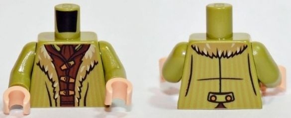 Torso LotR Coat with Tan Fur Lining over Reddish Brown Shirt Pattern / Olive Green Arms / Light Nougat Hands