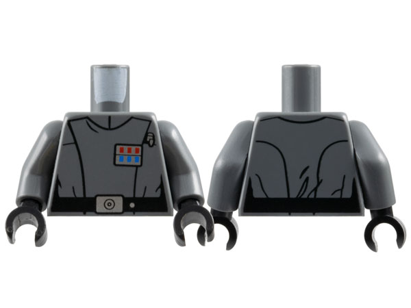 Torso SW Imperial Officer 5 (Captain) Pattern / Dark Bluish Gray Arms / Black Hands