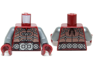 Torso LotR Armor with Belt with Large Silver Buckle and Diamond Pattern / Flat Silver Arms / Dark Red Hands