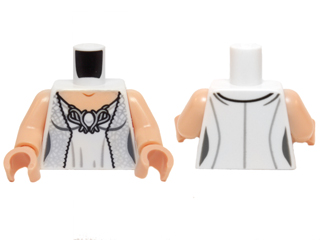 Torso LotR Dress with Metallic Silver Robe and Ornate Silver Brooch Pattern (Galadriel) / Light Nougat Arms / Light Nougat Hands