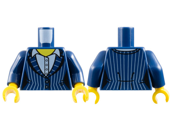 Torso Female Pinstripe Suit Jacket over White Shirt Pattern / Dark Blue Arms / Yellow Hands