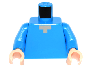 Torso Pixelated Light Nougat Neck Pattern (Minecraft Steve) / Dark Azure Arms / Light Nougat Hands
