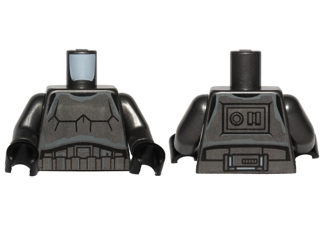 Torso SW Armor Stormtrooper, Detailed Armor without Shoulder Belts, Dark Bluish Gray Markings Pattern / Pearl Dark Gray Arms / Black Hands